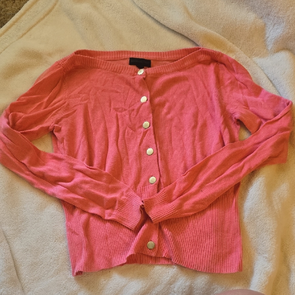 Women’s Coral Pink Button-Front Sweater Cardigan